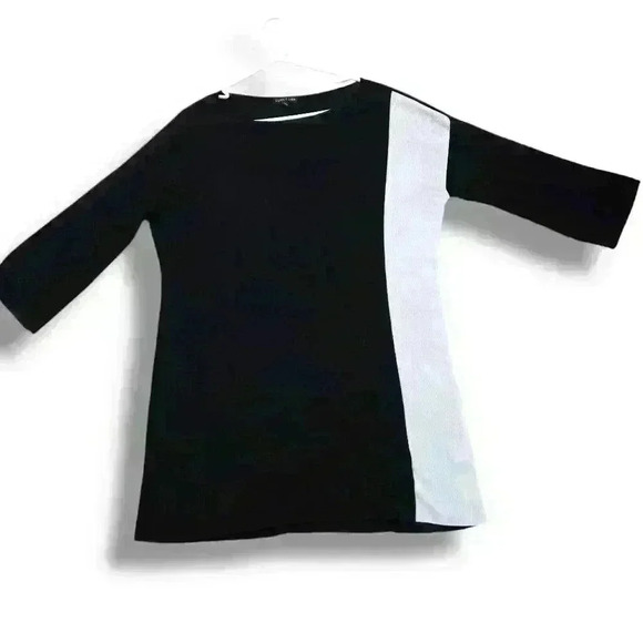 EILEEN FISHER Tencel Color blocked Boat-Neck Sweater Size Large #071 - Picture 4 of 6